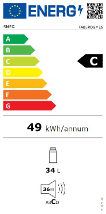 Energielabel SMEG koelkast blauw FAB5RDGME6