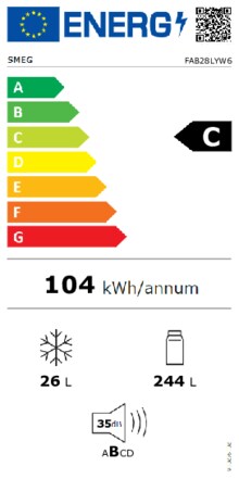 Energielabel SMEG koelkast geel FAB28LYW6
