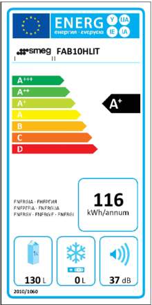 Energielabel SMEG koelkast tricolore FAB10HLIT