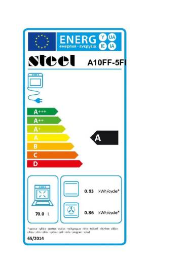 Energielabel STEEL fornuis inductie Ascot A10FF-5FI rvs-nikkel