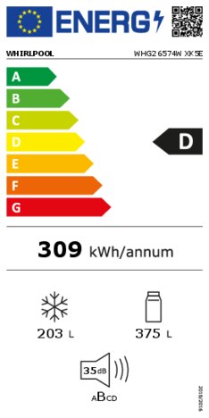 Energielabel WHIRLPOOL koelkast WHG2 6574W XK5E