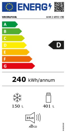 Energielabel WHIRLPOOL koelkast WHK2 6614 X8E