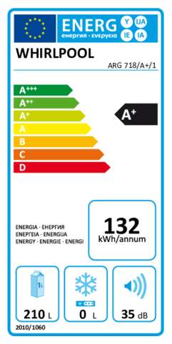 Energielabel WHIRLPOOL koelkast inbouw ARG718/A+/1