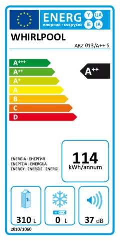 Energielabel WHIRLPOOL koelkast inbouw ARZ013-A++ S