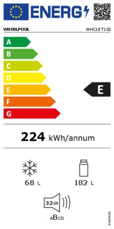 Energielabel WHIRLPOOL koelkast inbouw WHC18 T132