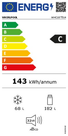 Energielabel WHIRLPOOL koelkast inbouw WHC18 T514