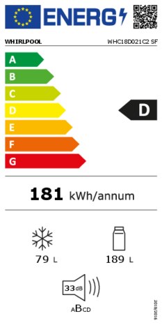 Energielabel WHIRLPOOL koelkast inbouw WHC18D021C2 SF