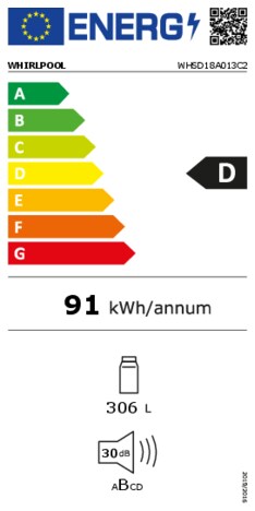 Energielabel WHIRLPOOL koelkast inbouw WHSD18A013C2