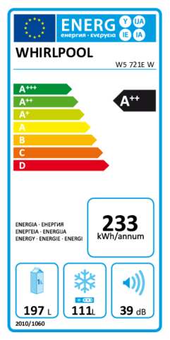 Energielabel WHIRLPOOL koelkast W5 721E W