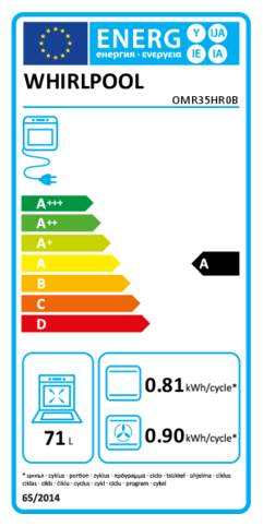 Energielabel WHIRLPOOL oven inbouw OMR35HR0B