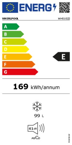 Energielabel WHIRLPOOL vrieskist inbouw tafelmodel WHS1022