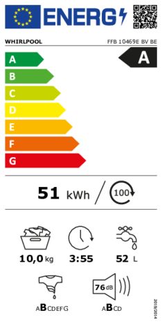 Energielabel WHIRLPOOL wasmachine FFB 10469E BV BE