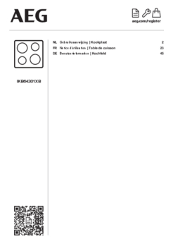 Gebruiksaanwijzing AEG kookplaat inductie inbouw IKB64301XB