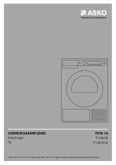 Gebruiksaanwijzing ASKO droger warmtepomp T108HCW