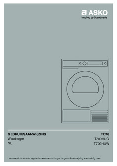 Gebruiksaanwijzing ASKO droger warmtepomp grafiet T709HUG