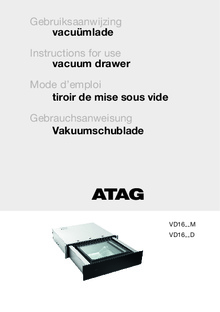 Gebruiksaanwijzing ATAG vacumeerlade inbouw VD16121D
