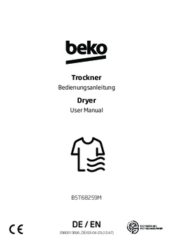 Gebruiksaanwijzing BEKO droger warmtepomp B5T68259M
