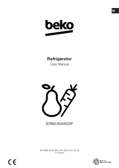 Gebruiksaanwijzing BEKO koelkast B7RMLNE446ZXP