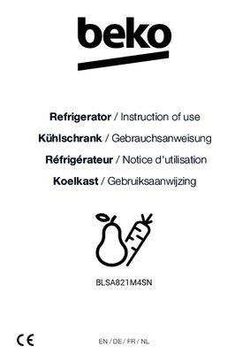 Gebruiksaanwijzing BEKO koelkast BLSA821M4SN