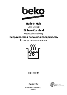 Gebruiksaanwijzing BEKO kookplaat keramisch inbouw HIC 64503 TX