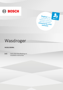 Gebruiksaanwijzing BOSCH droger warmtepomp WQG133D5NL