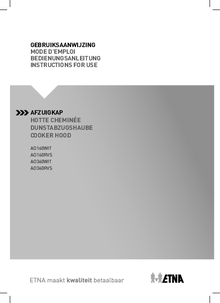 Gebruiksaanwijzing ETNA afzuigkap onderbouw rvs AO160RVS