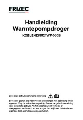 Gebruiksaanwijzing FRILEC droger warmtepomp KOBLENZ9882TWP 030B
