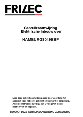 Gebruiksaanwijzing FRILEC oven inbouw HAMBURG8049EBP