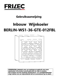 Gebruiksaanwijzing FRILEC wijnkoelkast inbouw BERLINWS1 36 GTE 012FBL