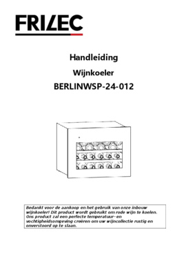Gebruiksaanwijzing FRILEC wijnkoelkast inbouw BERLINWSP 24 012