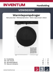 Gebruiksaanwijzing INVENTUM droger warmtepomp VDW9030W