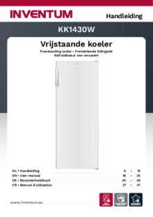 Gebruiksaanwijzing INVENTUM koelkast wit KK1430W 