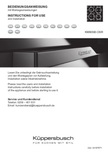 Gebruiksaanwijzing KUPPERSBUSCH inductie kookplaat met afzuiging KMI8590.0SR