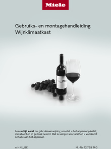 Gebruiksaanwijzing MIELE wijnkoelkast onderbouw KWTUS 7074 F OBSW