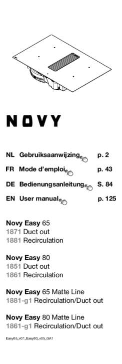 Gebruiksaanwijzing NOVY inductie kookplaat met afzuiging inbouw 1881 EASY 65 RECIRCULATIE