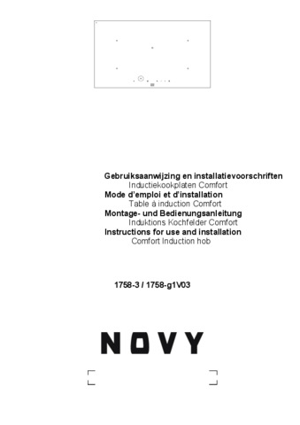 Gebruiksaanwijzing NOVY kookplaat inductie mat zwart 1758 G1