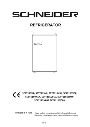 Gebruiksaanwijzing SCHNEIDER koelkast SCTT115VRIO