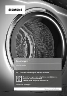 Gebruiksaanwijzing SIEMENS droger warmtepomp WQ41G2M0FG