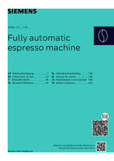 Gebruiksaanwijzing SIEMENS koffiemachine inbouw CT718L1B0