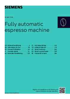 Gebruiksaanwijzing Siemens koffiemachine TF303E01