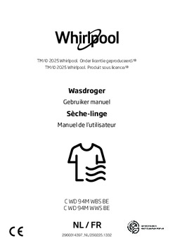 Gebruiksaanwijzing WHIRLPOOL droger warmtepomp C WD 94M WBS BE