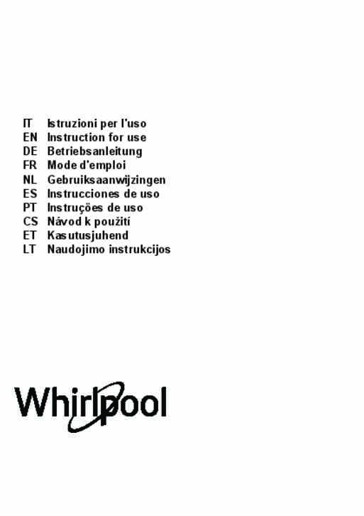 Gebruiksaanwijzing WHIRLPOOL inductie kookplaat met afzuiging inbouw WVH 1065B