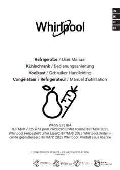 Gebruiksaanwijzing WHIRLPOOL koelkast inbouw WHSS 2131B4