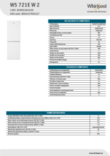 Gebruiksaanwijzing WHIRLPOOL koelkast wit W5 721E W