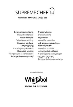 Gebruiksaanwijzing WHIRLPOOL magnetron inbouw MWSC 833 SX