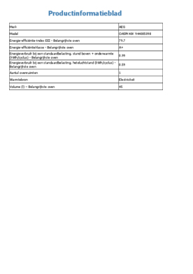 Instructie AEG oven inbouw zwart OA5PK40K