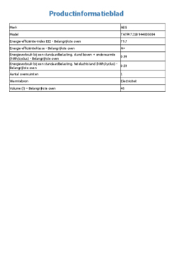 Instructie AEG oven inbouw zwart TA7PK721B