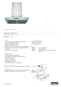 Product informatie ATAG afzuigkap wand WS60211MS