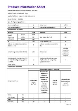 Instructie ATAG koelkast inbouw KD63122A