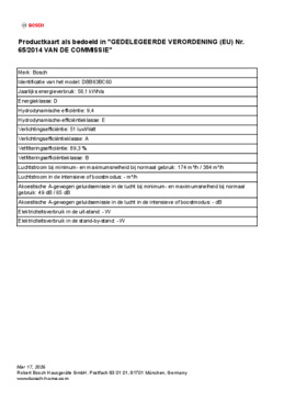 Instructie BOSCH afzuigkap inbouw DBB63BC60